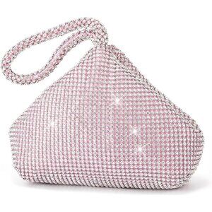 Women Sliver Sparkly Glitter Clutch Triangle Rhinestone